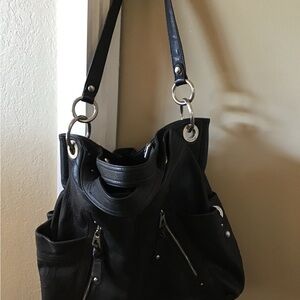 B. Makowsky Black Shoulder Leather Bag
